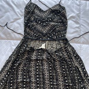 Women summer maxi dress with Criss Cross Back Split Hem